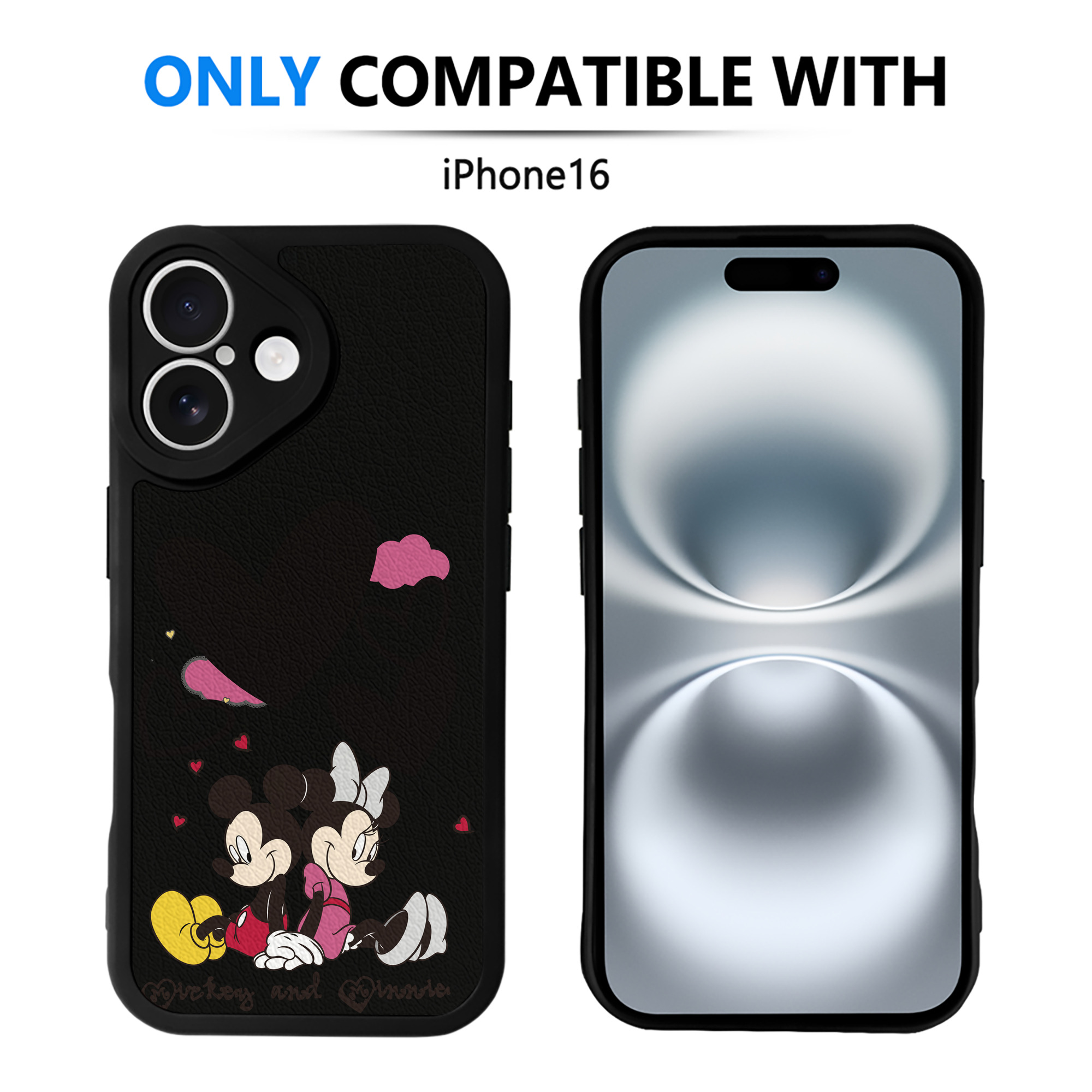 （画像用） ミッキーマウス Mickey Mouse 【iPhone 16シリーズ対応】シリコンスマホケース（レザー調） 材質：シリコン
